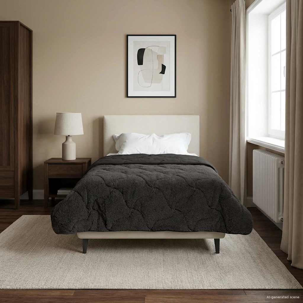 Kesäpeitto Antrasiitti 135 x 200 cm Mikrokuitu ja teddy fleece