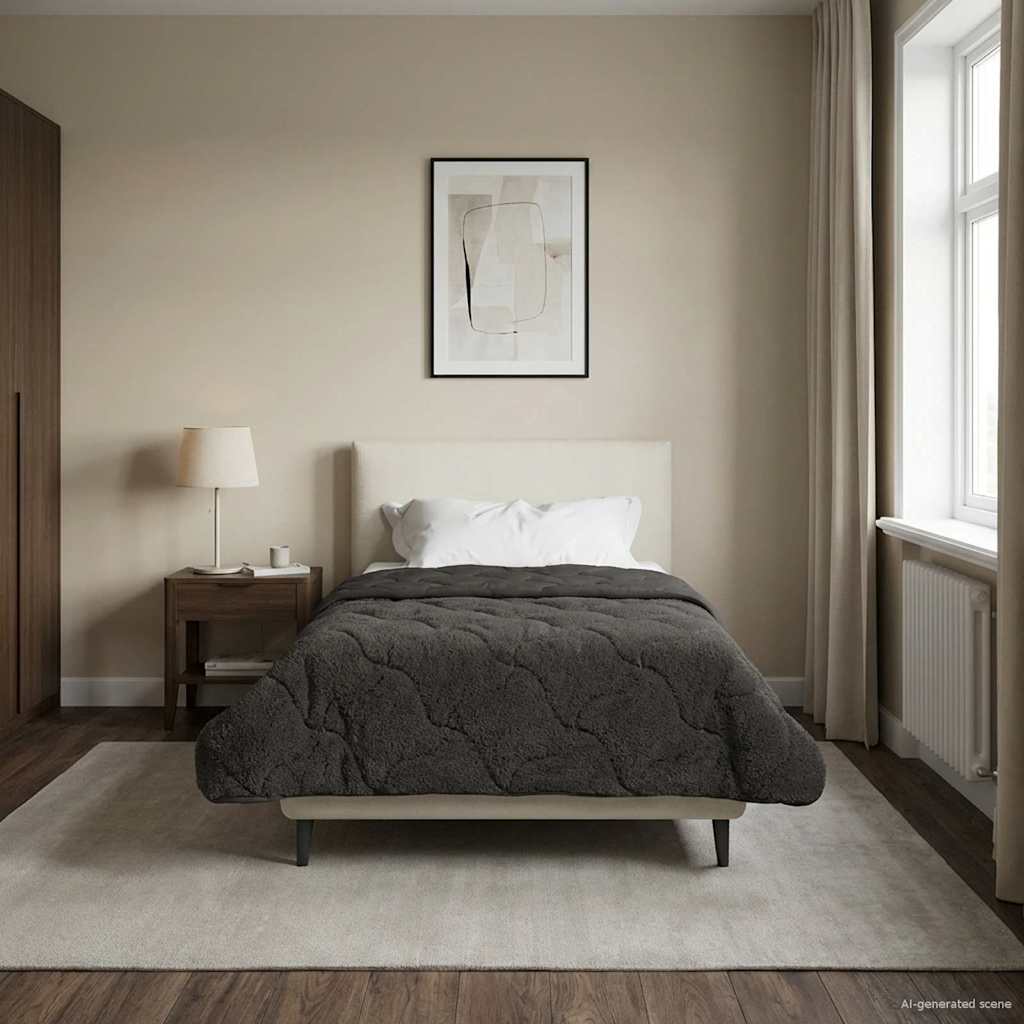 Kesäpeitto Antrasiitti 140 x 220 cm Mikrokuitu ja teddy fleece