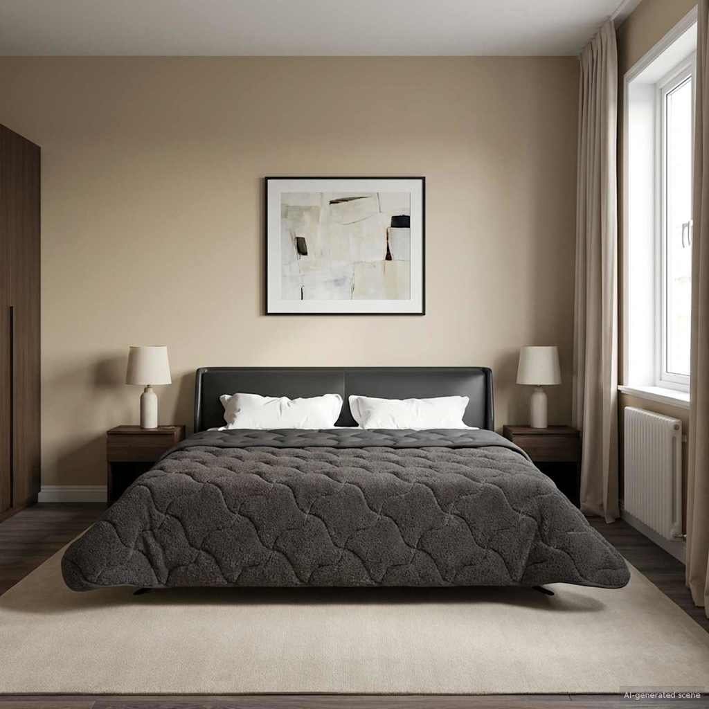 Kesäpeitto Antrasiitti 200 x 240 cm Mikrokuitu ja teddy fleece