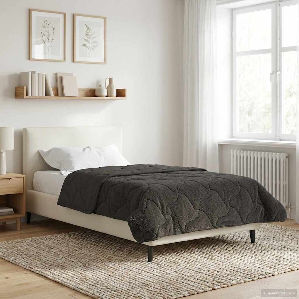 Kesäpeitto Antrasiitti 135 x 200 cm Mikrokuitu ja teddy fleece