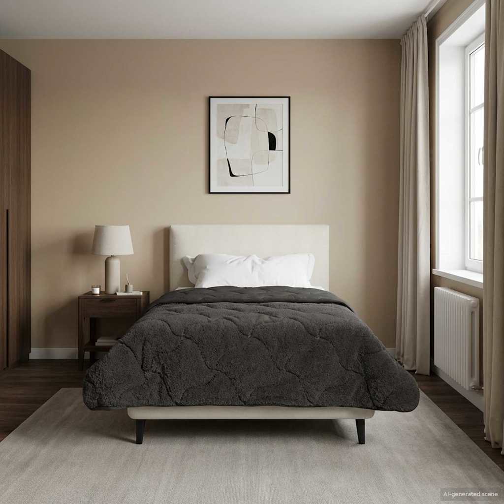 Kesäpeitto Antrasiitti 140 x 220 cm Mikrokuitu ja teddy fleece