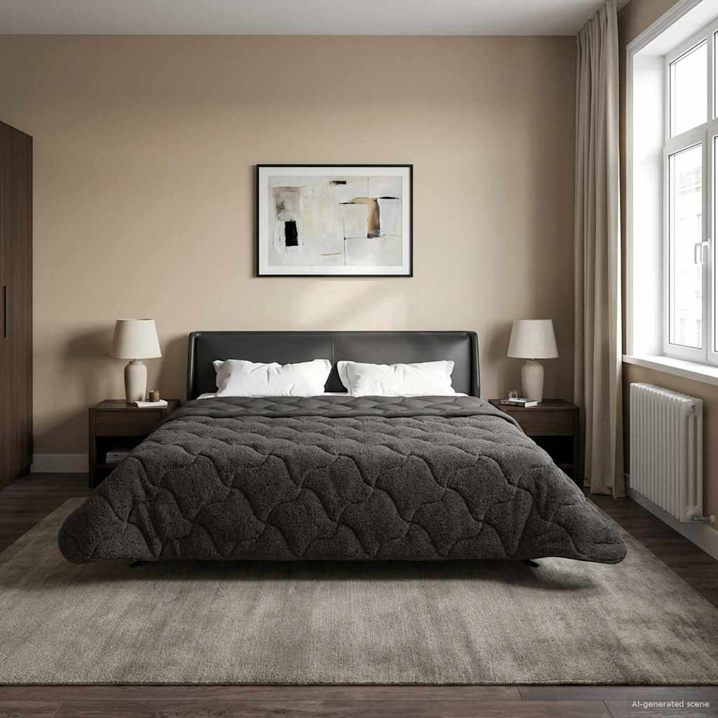 Kesäpeitto Antrasiitti 220 x 240 cm Mikrokuitu ja teddy fleece