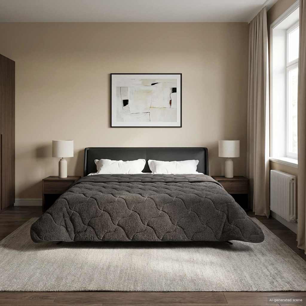 Kesäpeitto Antrasiitti 220 x 260 cm Mikrokuitu ja teddy fleece