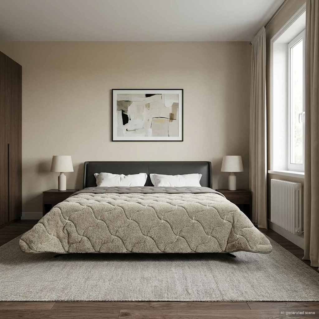 Kesäpeitto Quiltottu Vaaleanharmaa 220 x 240 cm