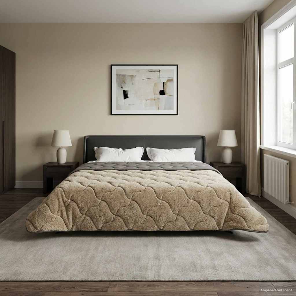 Kesäpeitto Quiltottu Vaaleanharmaa 240 x 260 cm