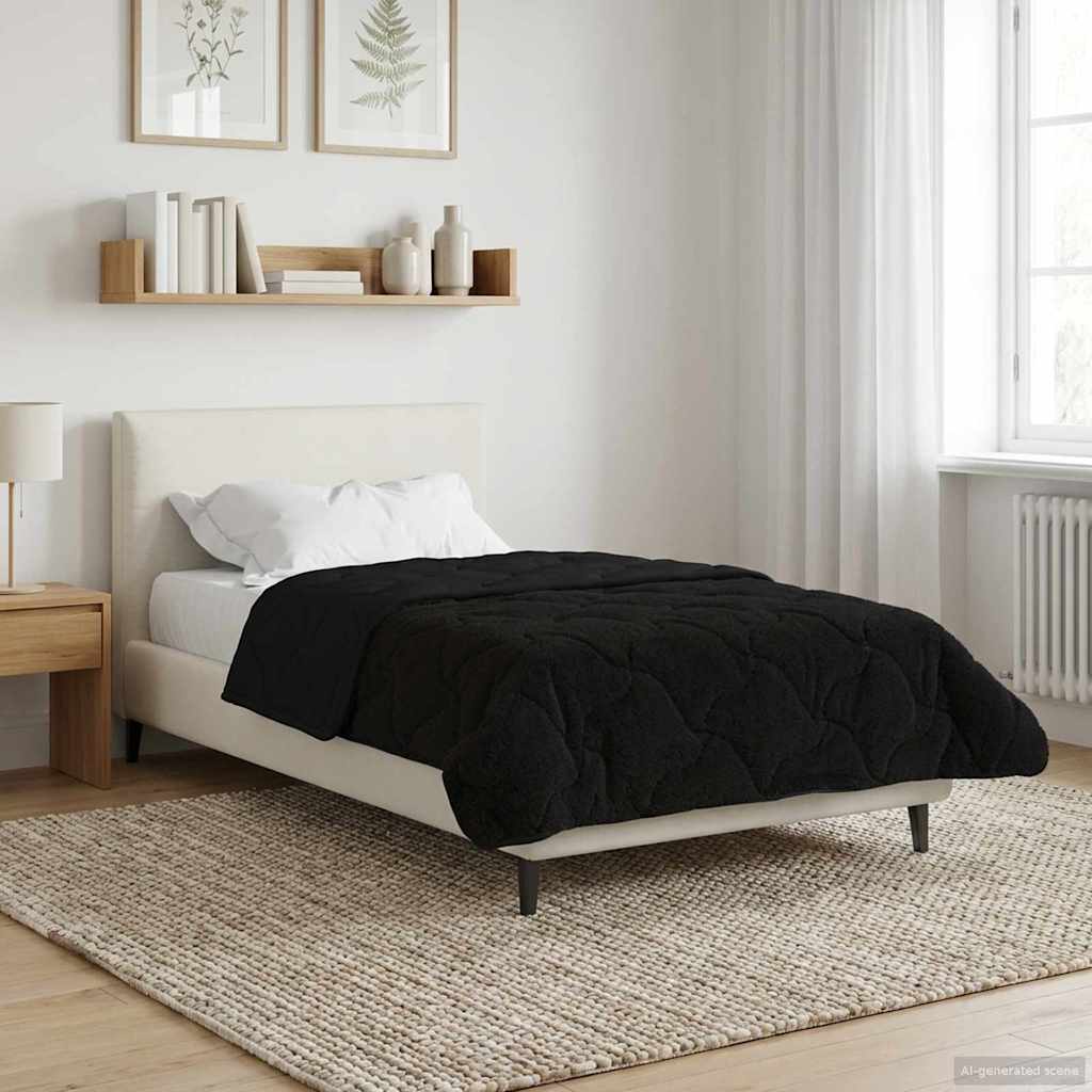 Kesäpeitto Musta 135 x 200 cm Mikrokuitu ja teddy fleece