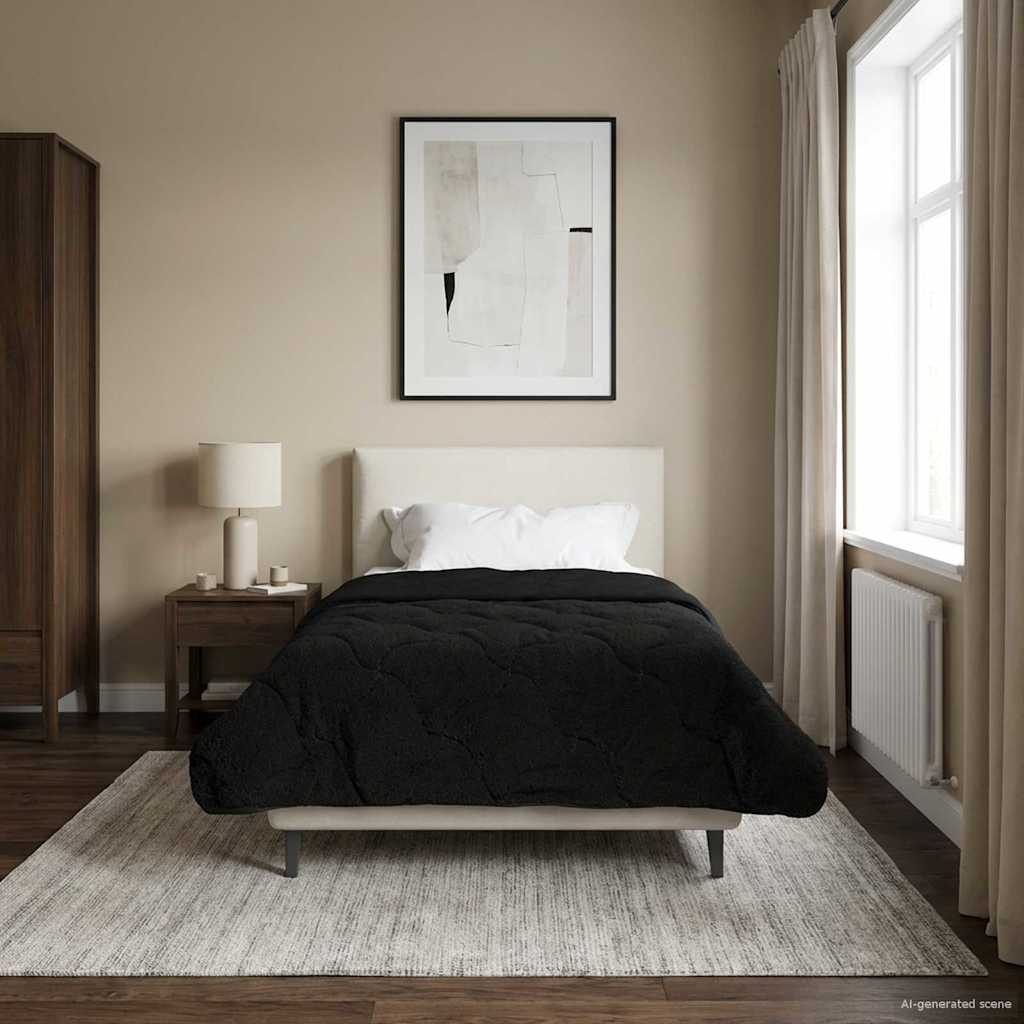 Kesäpeitto Musta 140 x 220 cm Mikrokuitu ja teddy fleece