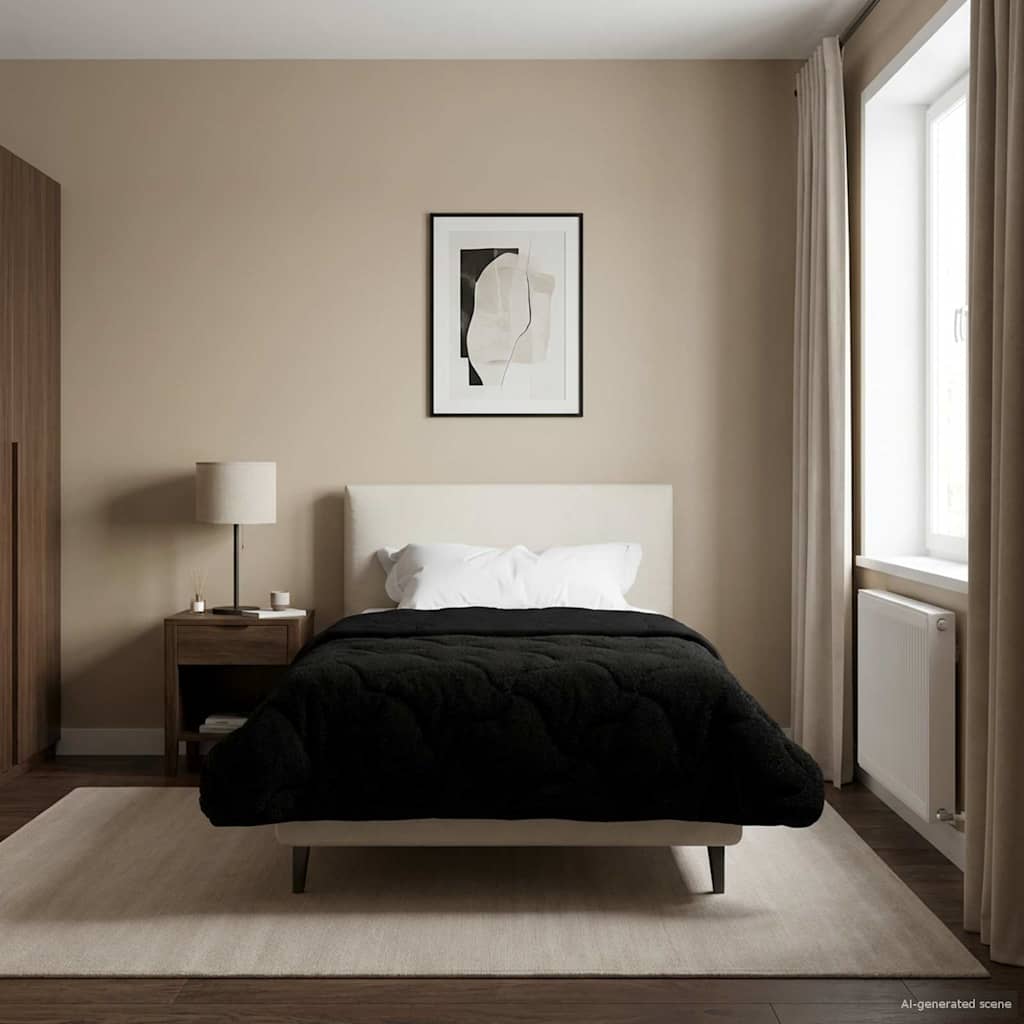 Kesäpeitto Musta 155 x 220 cm Mikrokuitu ja teddy fleece