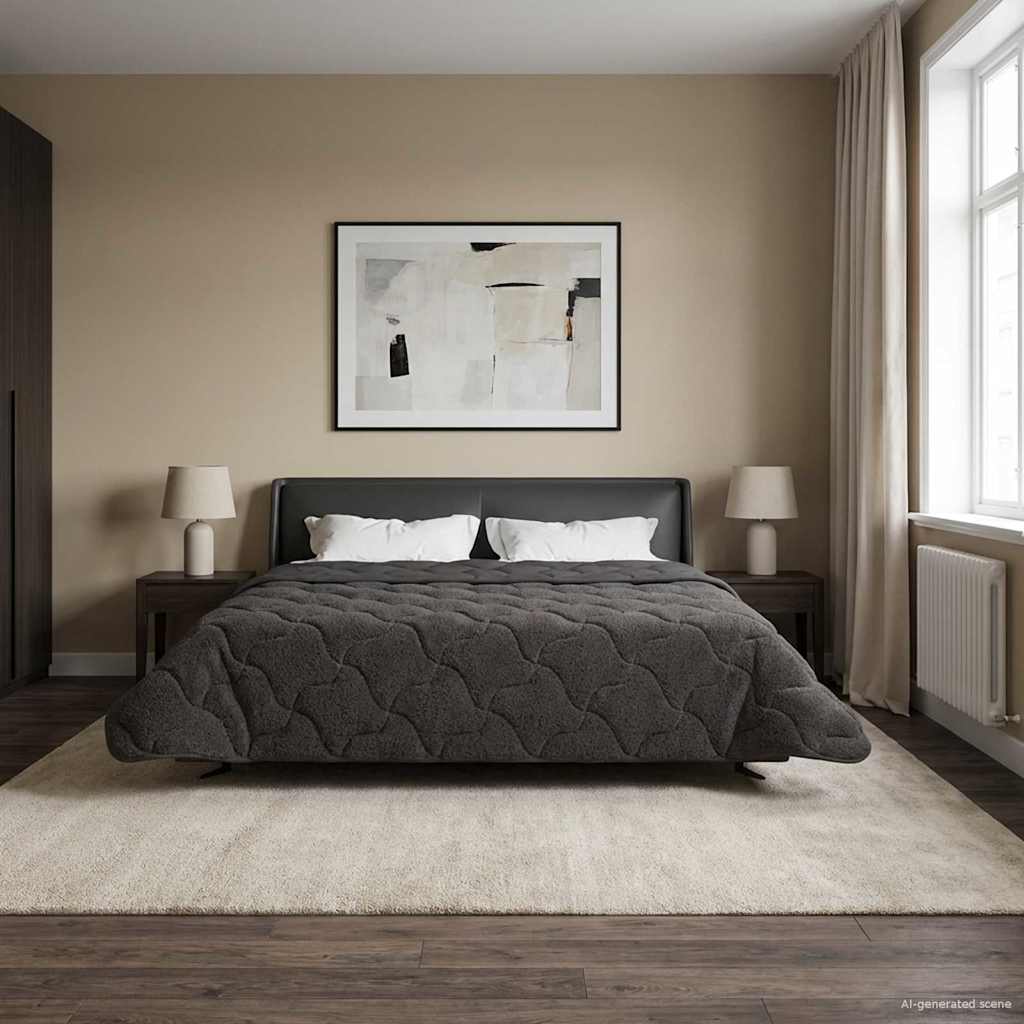 Koko Vuoden Peitto Quiltottu Antrasiitti 200 x 240 cm