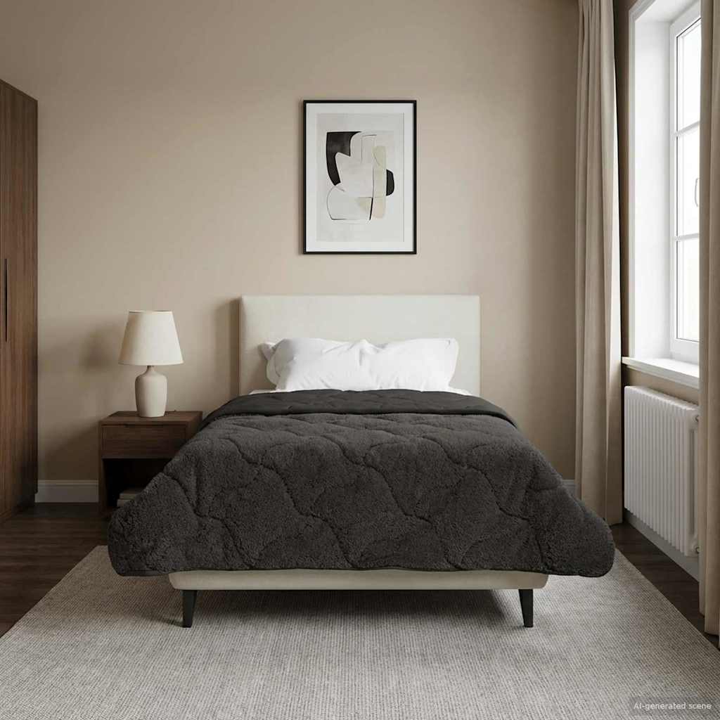 Talvityyny Antrasiitti 140 x 220 cm Mikrokuitu ja teddy fleece