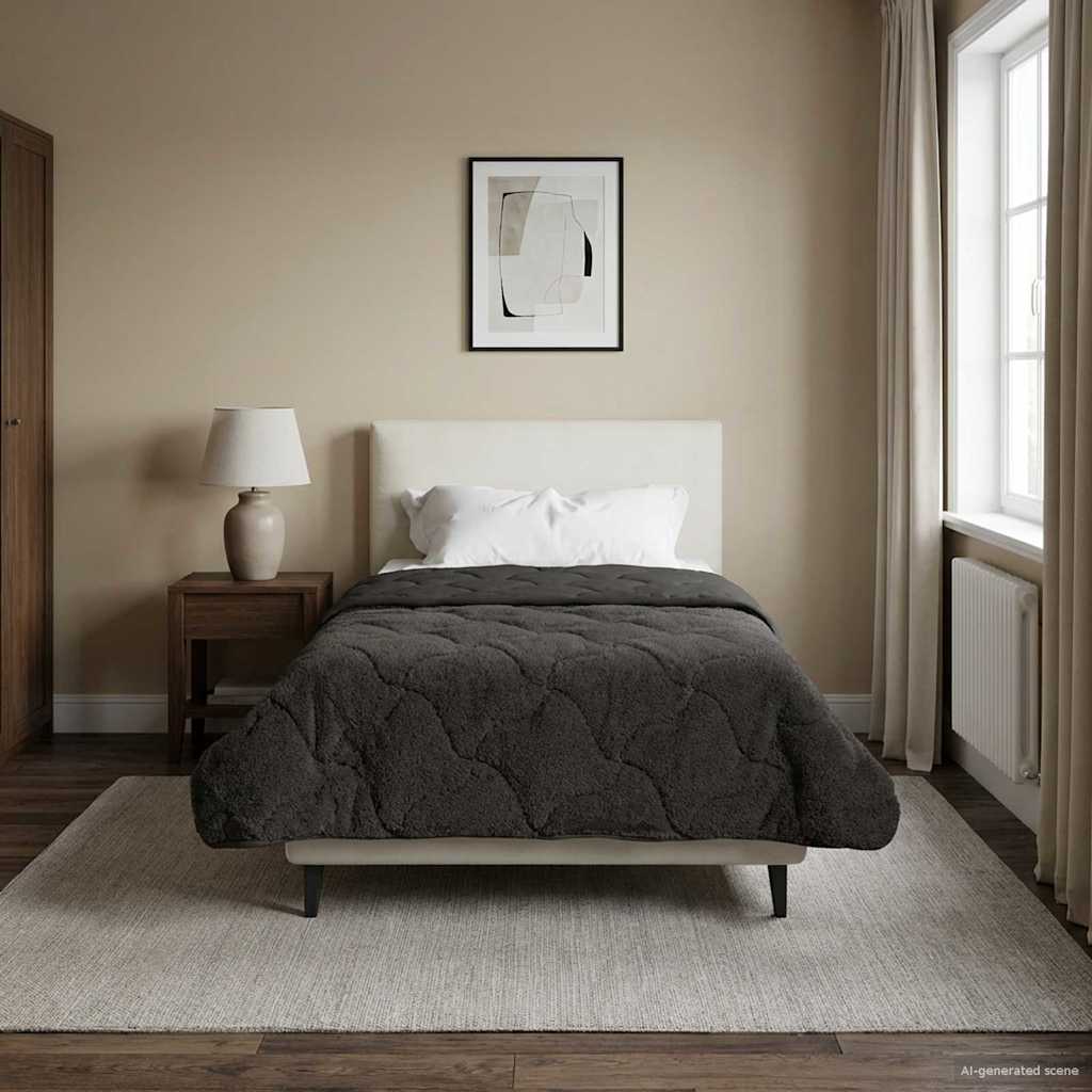 Talvityyny Antrasiitti 155 x 200 cm Mikrokuitu ja teddy fleece