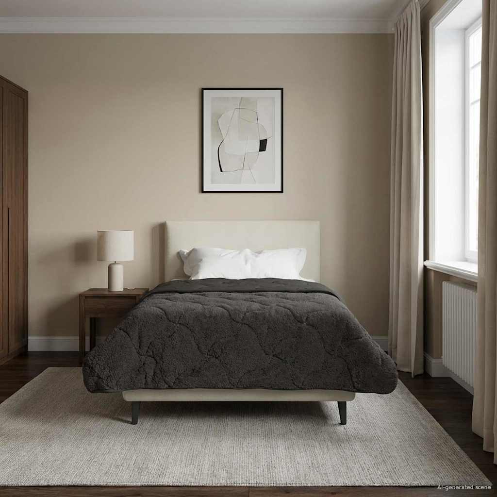 Talvityyny Antrasiitti 140 x 220 cm Mikrokuitu ja teddy fleece