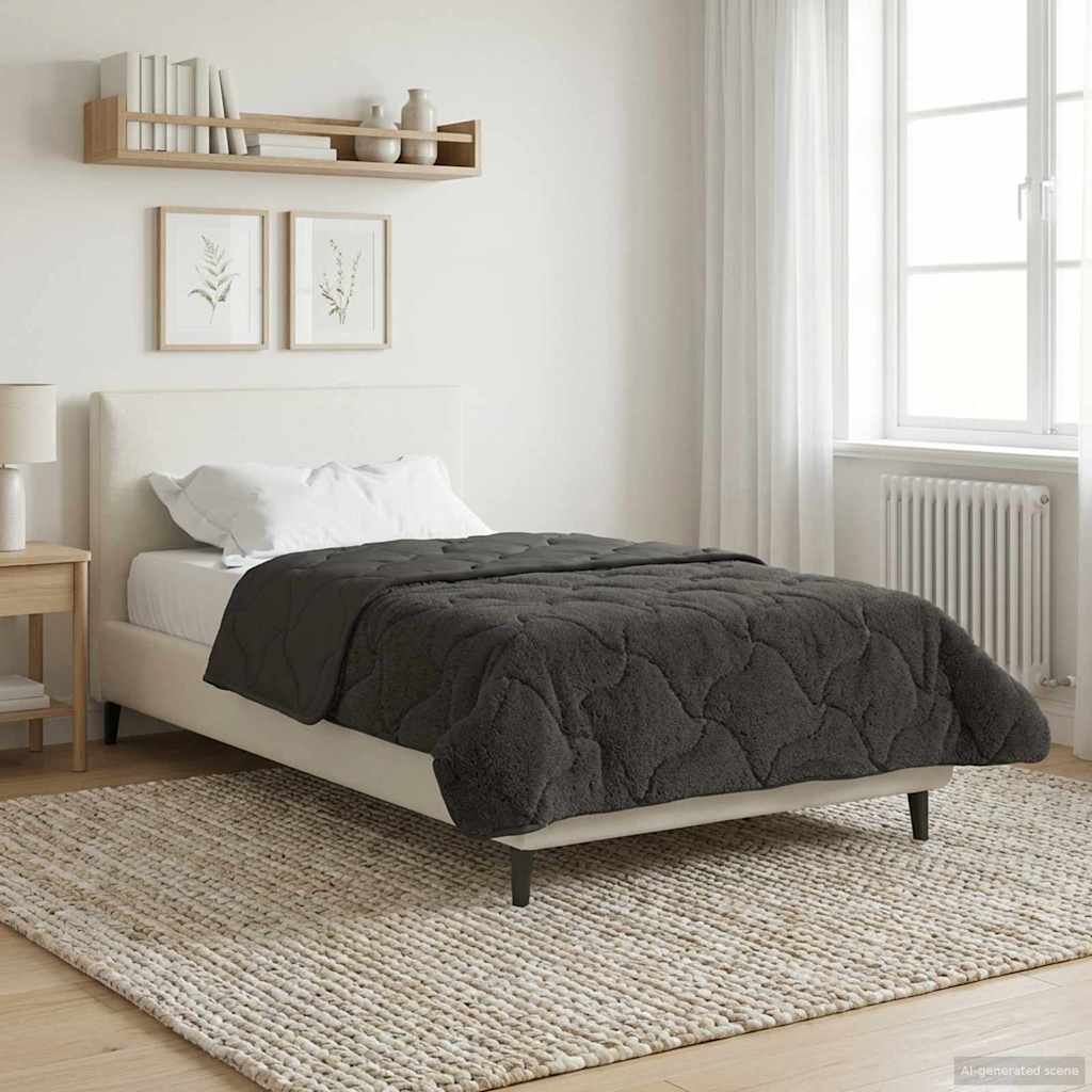 Talvityyny Antrasiitti 155 x 220 cm Mikrokuitu ja teddy fleece