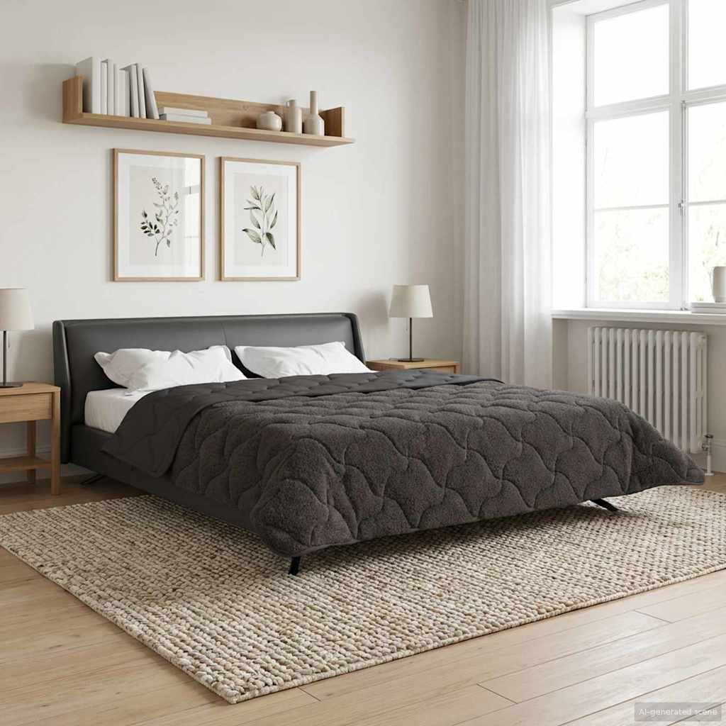 Talvityyny Antrasiitti 200 x 220 cm Mikrokuitu ja teddy fleece