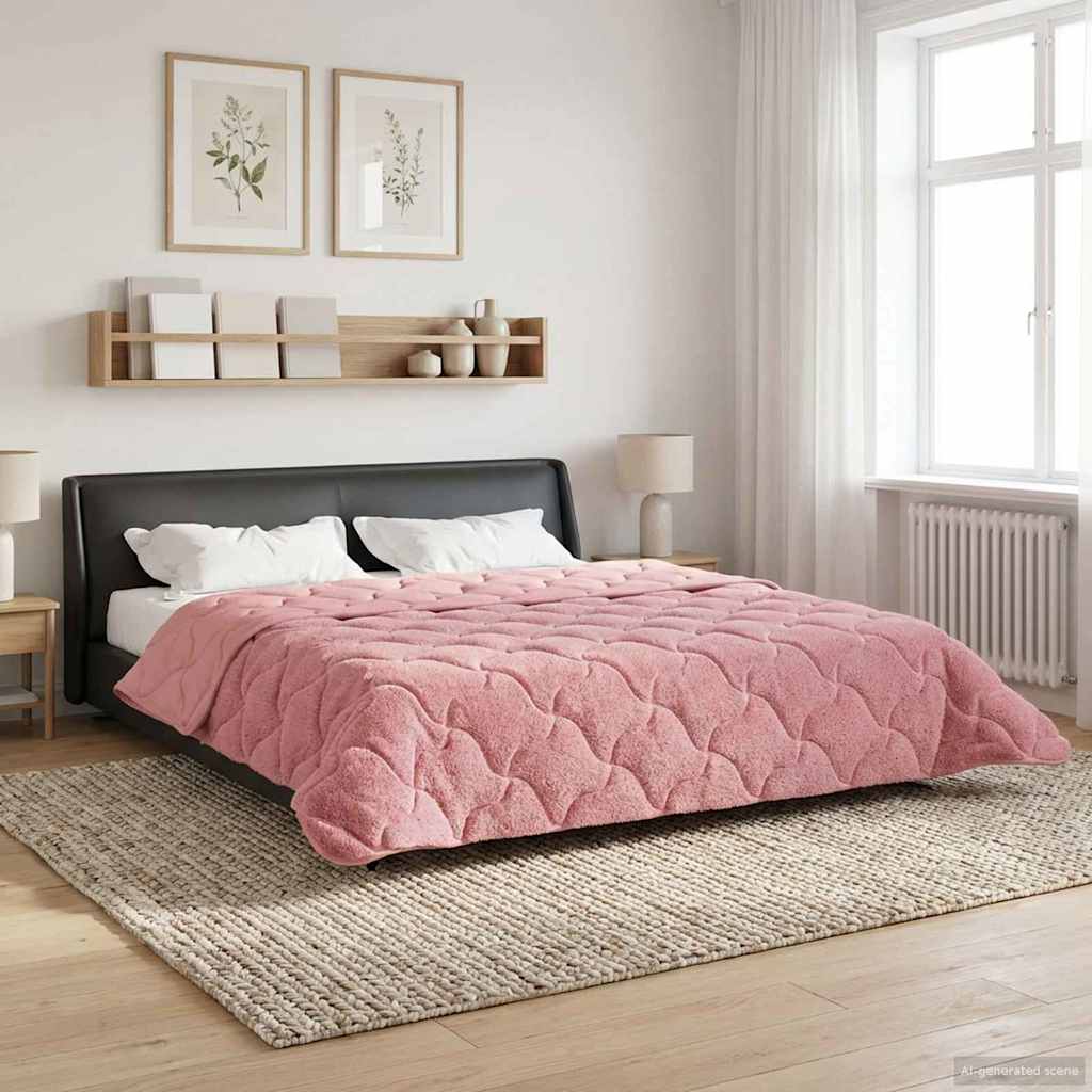 Talvityyny Pinkki 200 x 200 cm Mikrokuitu ja teddy fleece