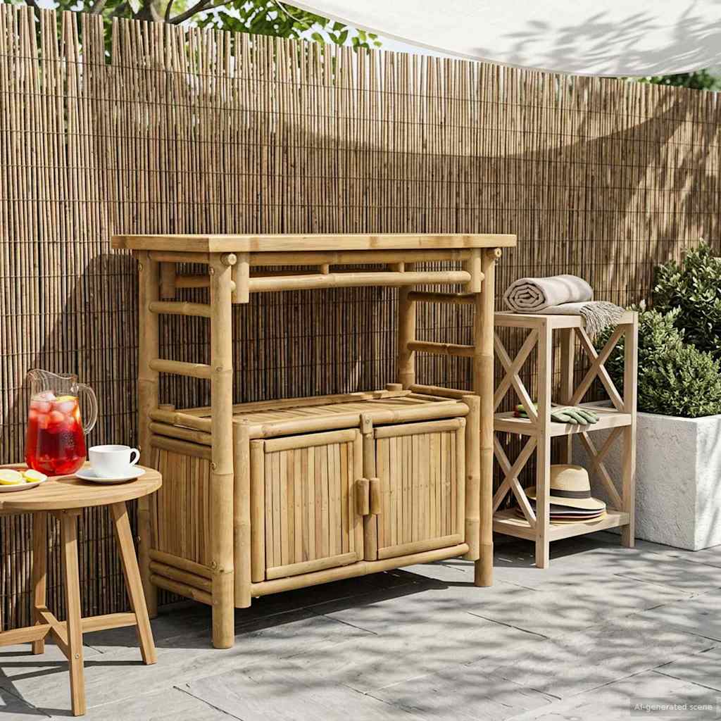 Konsolipöytä hyllyllä Luonnollinen 80 x 35 x 75 cm Bambusta