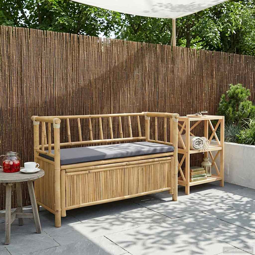 Puutarhan säilytyspenkki Luonnollinen 110 x 47 x 80 cm Bambusta