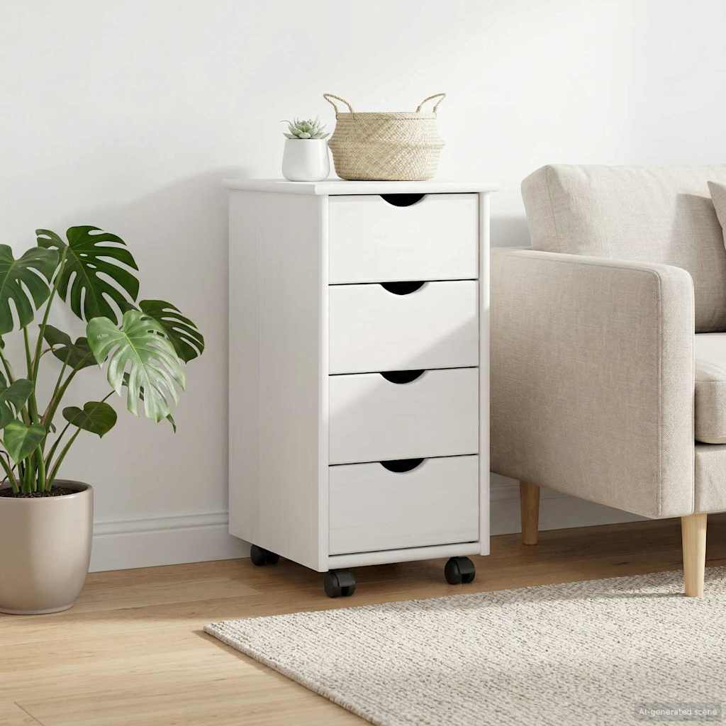 Rullaava kaappi Valkoinen 34 x 39 x 65,5 cm Massiivinen mänty