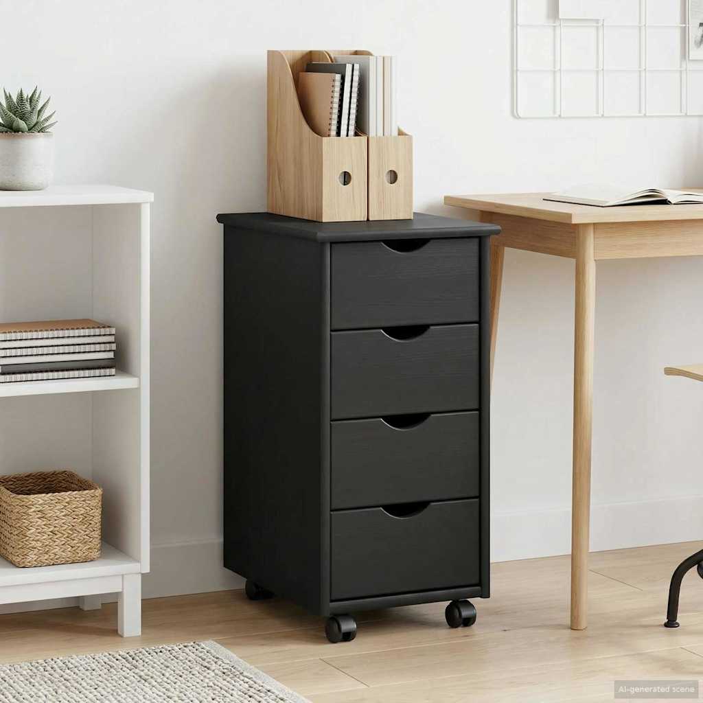 Rullaava kaappi Harmaa 34 x 39 x 65,5 cm Massiivinen mänty