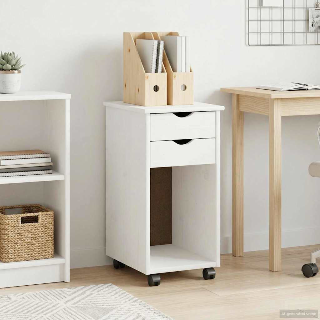 Rullaava kaappi Valkoinen 34 x 39 x 65,5 cm Massiivimänty