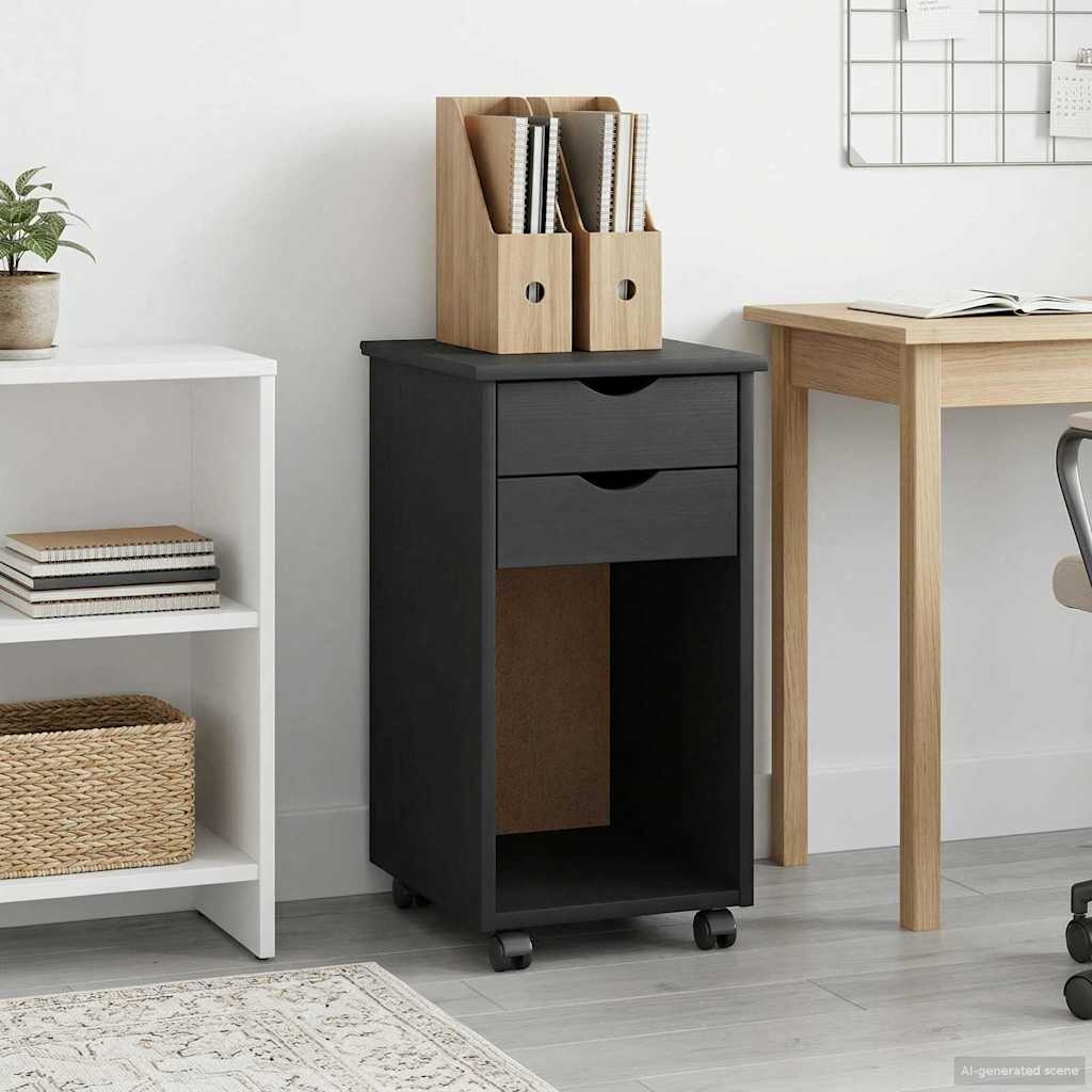 Rullaava kaappi pyörällä Harmaa 34 x 39 x 65,5 cm Massiivimänty