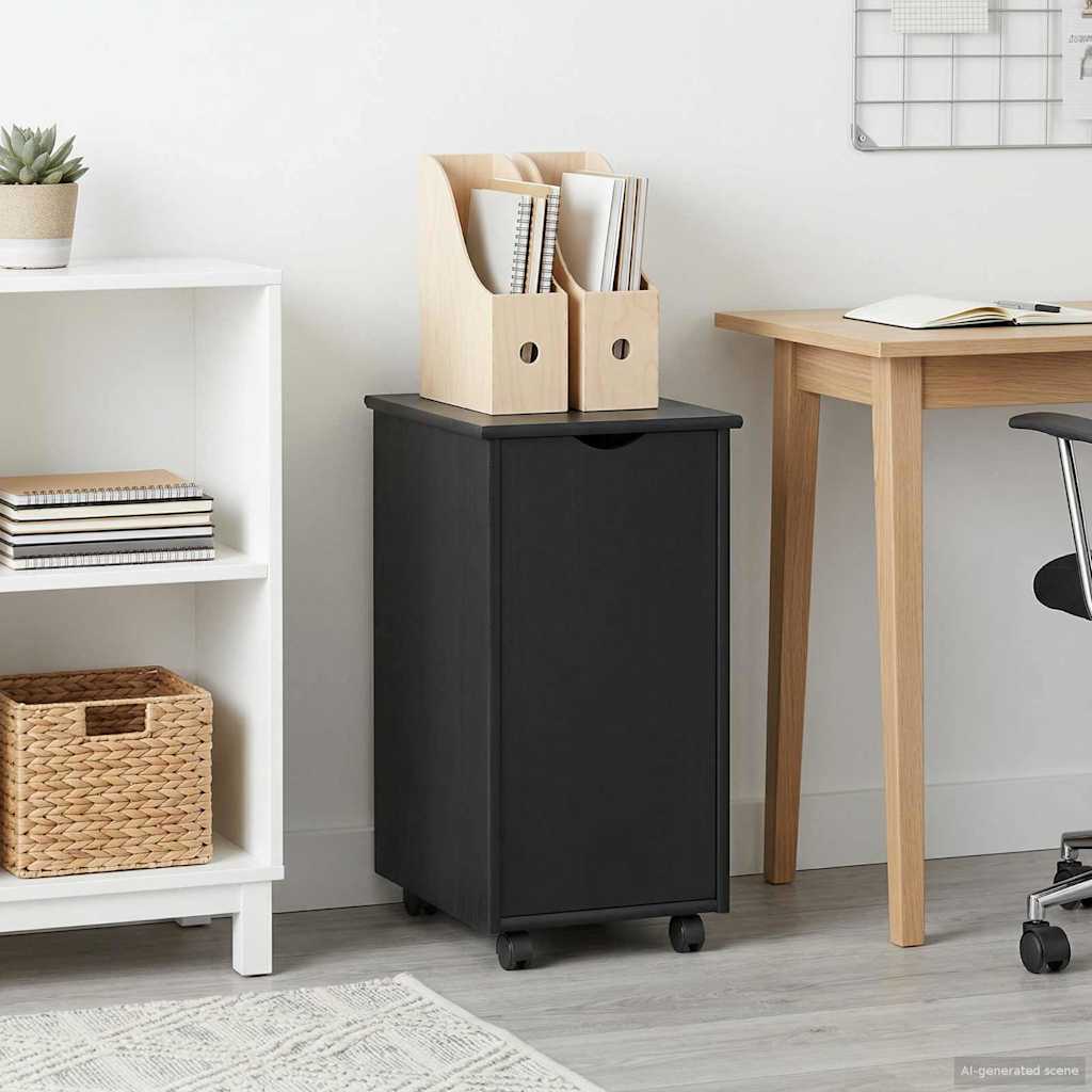 Rullaava kaappi Musta 34 x 39 x 65,5 cm Massiivinen mänty