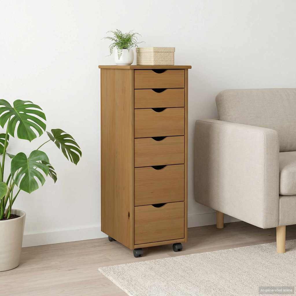 Rullaava kaappi pyörällä Hunajaruskea 34 x 39 x 93,5 cm