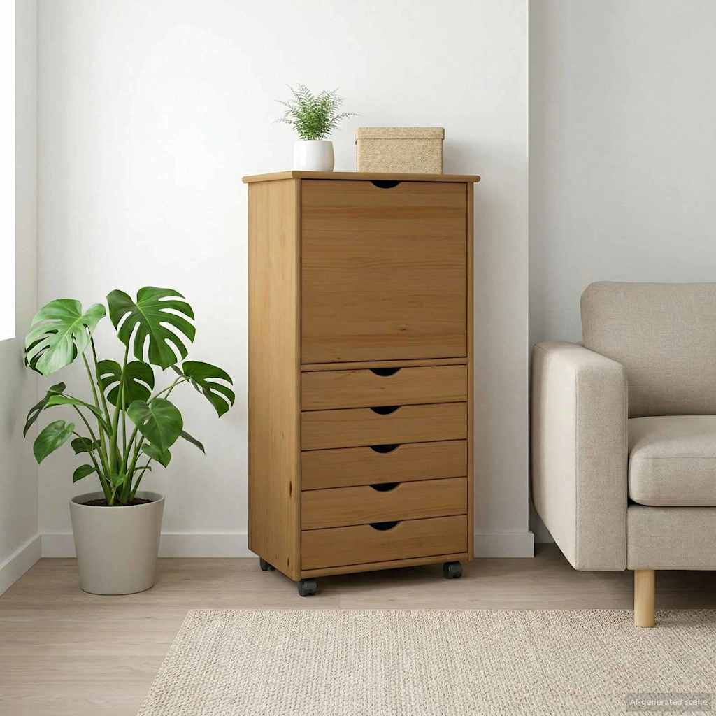 Rullaava kaappi Hunajaruskea 53 x 39 x 103 cm Massiivinen mänty