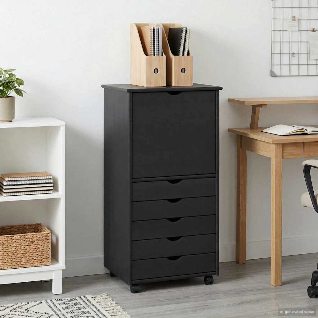 Rullaava kaappi Harmaa 53 x 39 x 103 cm Massiivinen mänty