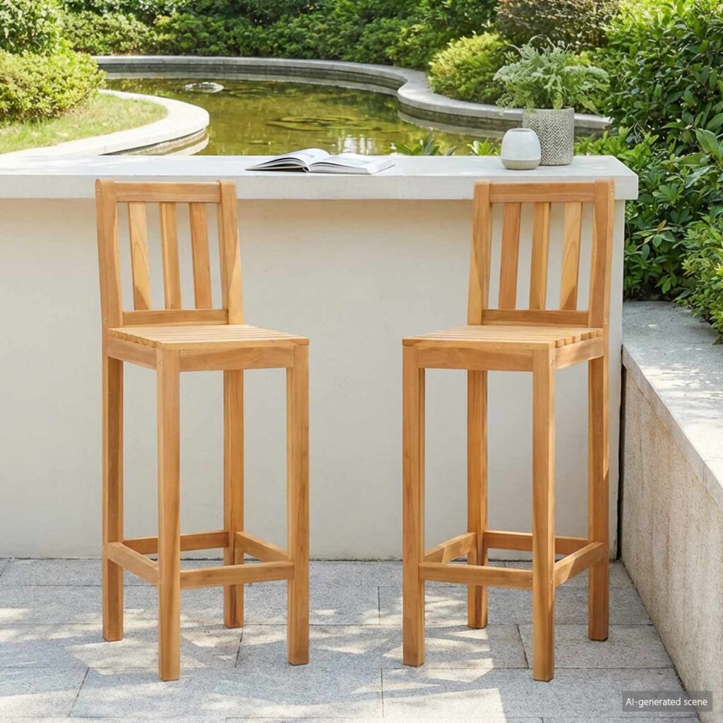 Baarituoli 2 pcs Käsittelemätön 35 x 45 x 110 cm Tiikkipuu