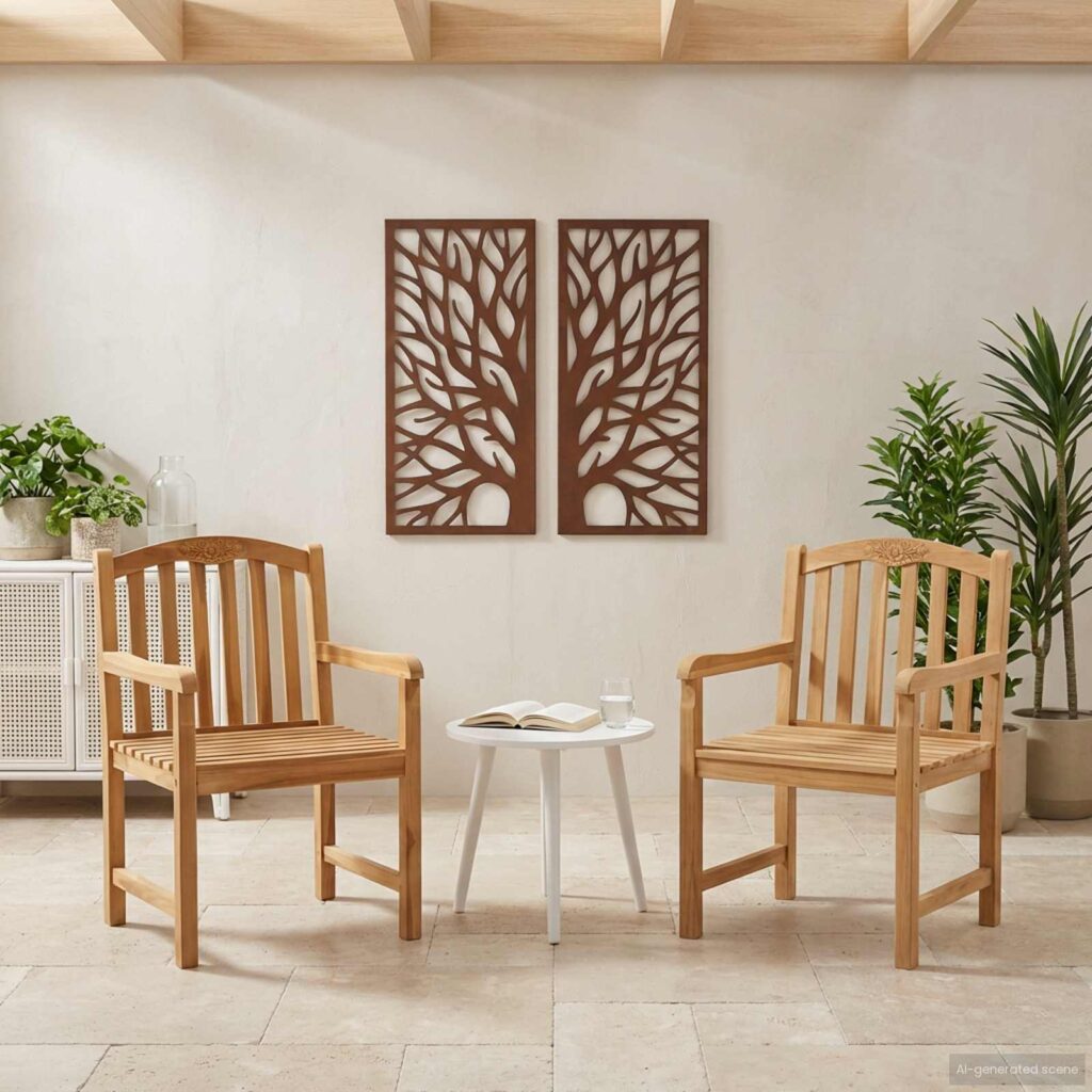 Käsinveistetty ruusutuoli 2 pcs Luonnollinen 58 x 60 x 90 cm