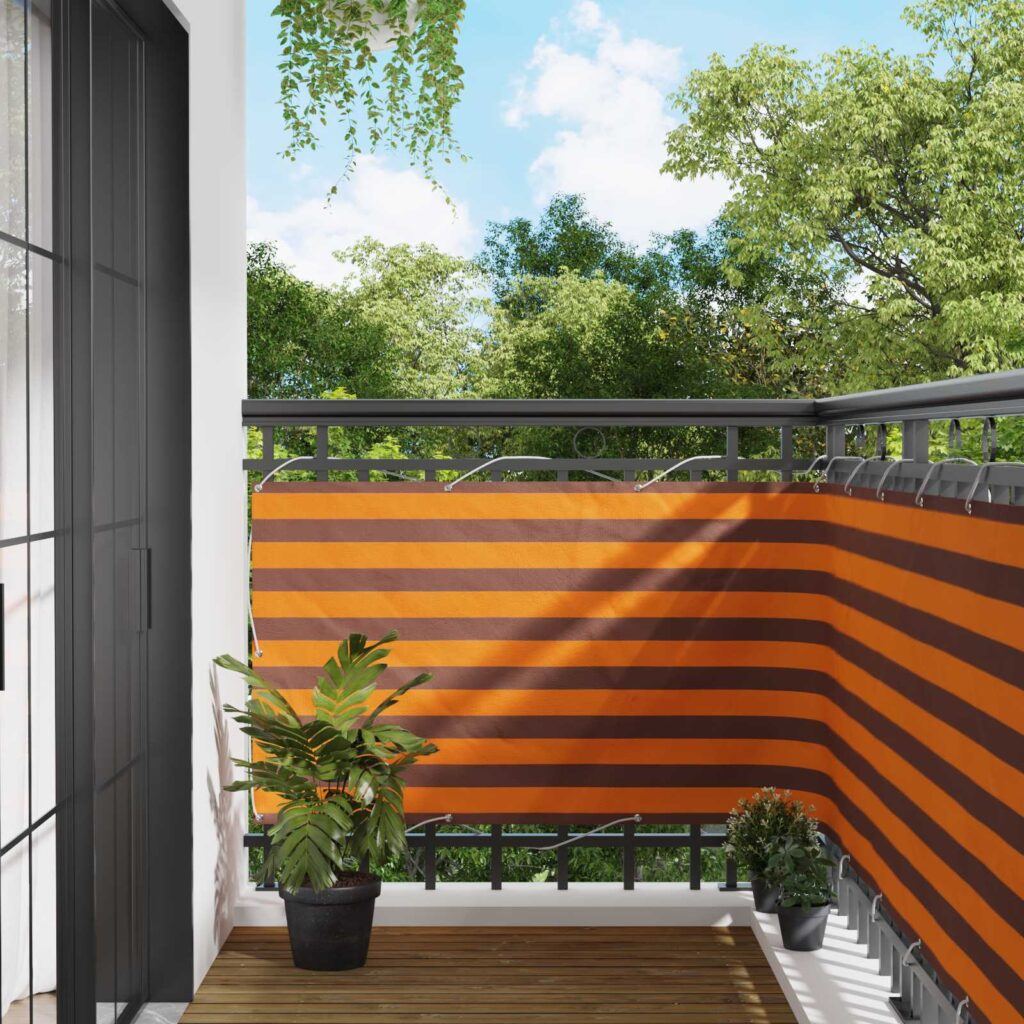 Parvekkeen Verho Oranssi ja ruskea 100 x 300 cm Oxford-kangas