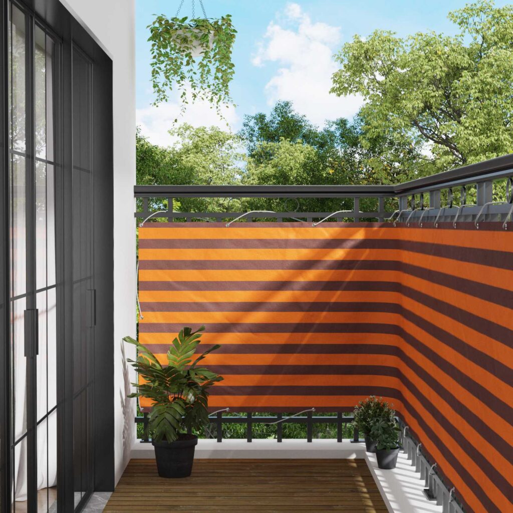 Parvekkeen Verho Oranssi ja ruskea 110 x 700 cm Oxford-kangas