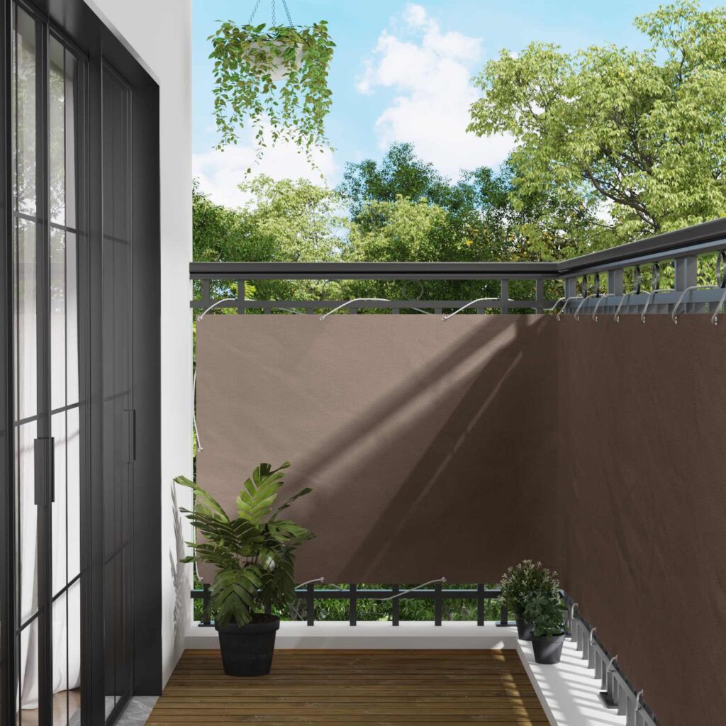 Parvekkeen Verho Harmaanruskea 110 x 700 cm Oxford-kangas