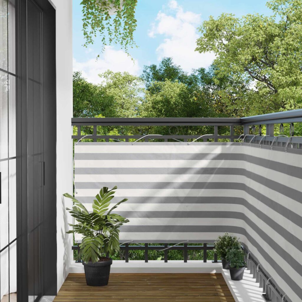 Parvekkeen Verho Vaaleanharmaa ja valkoinen 100 x 400 cm