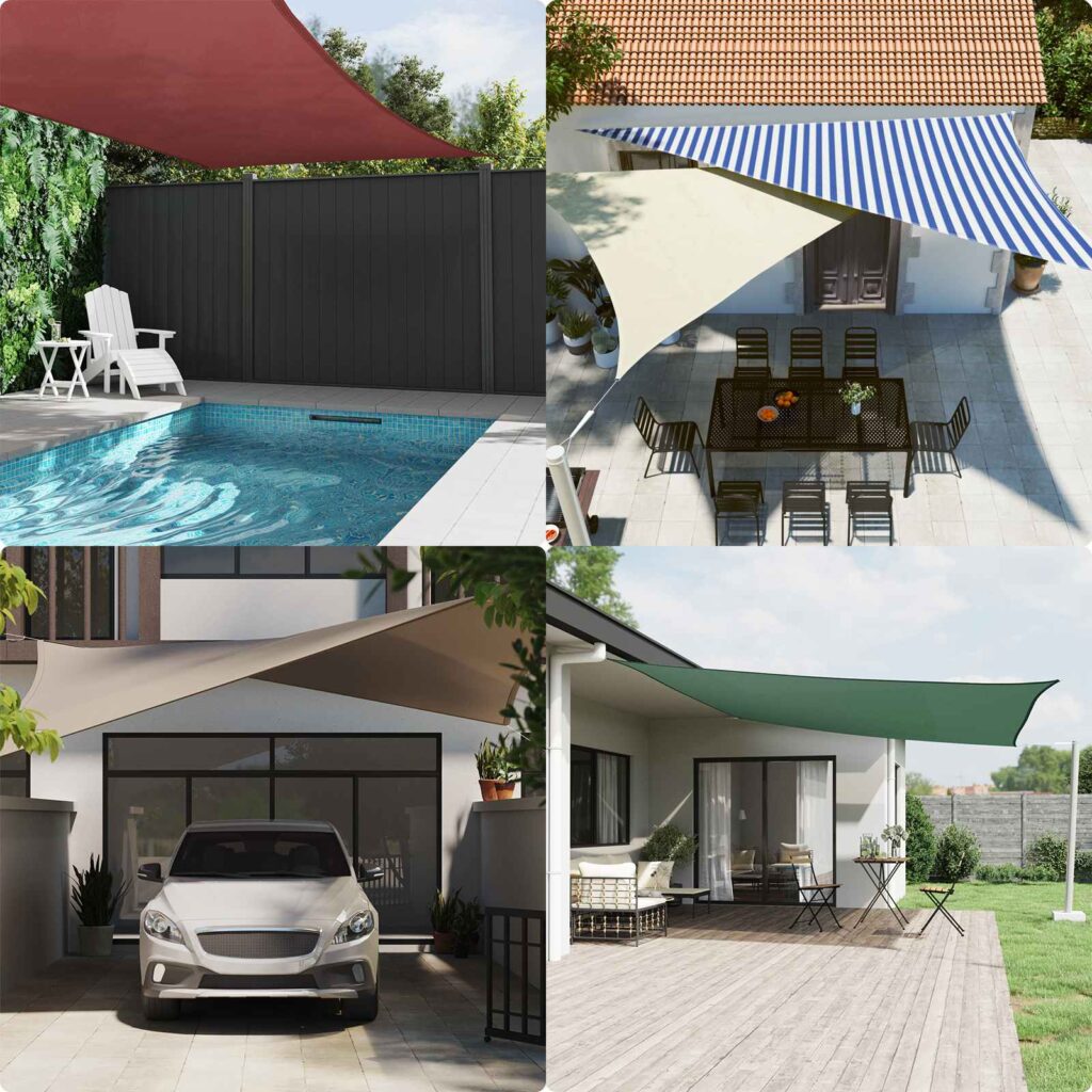 Aurinkosuojapurje Sininen ja valkoinen 3,5 x 2,5 m