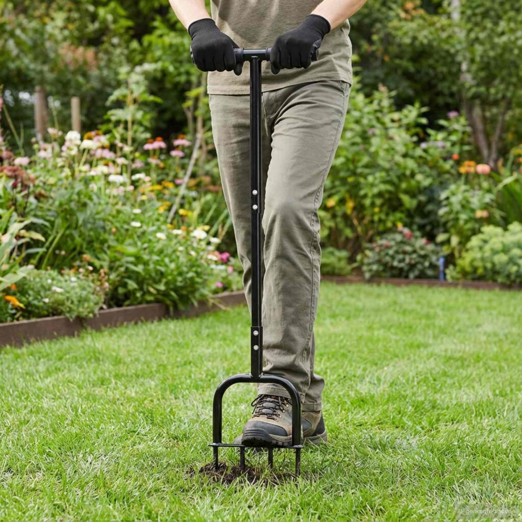 Nurmikon ilmastustyökalu Musta 95 x 27 cm Muovi