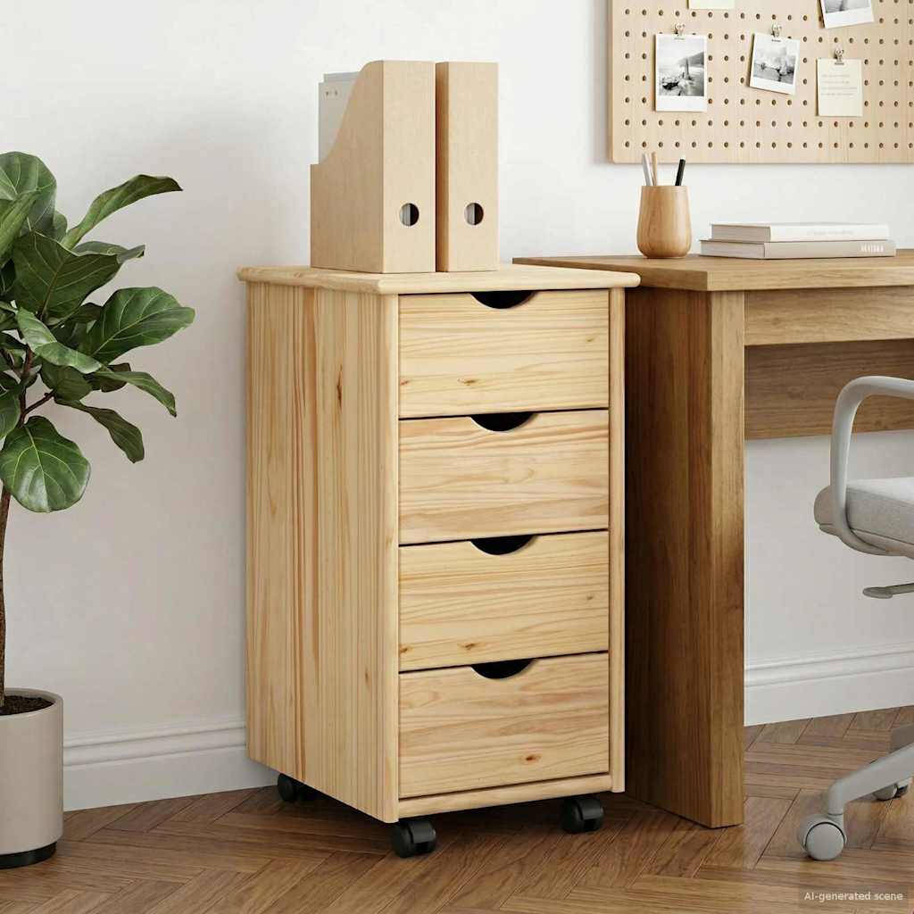 Rullaava kaappi Ruskea 65,5 x 34 x 39 cm Massiivinen mänty