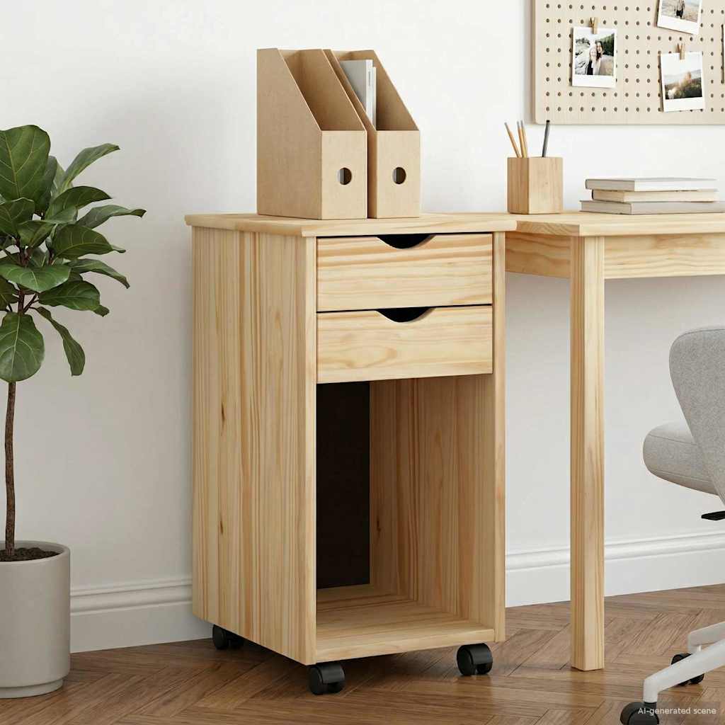 Rullaava kaappi pyörällä Ruskea 34 x 39 x 65,5 cm Massiivimänty