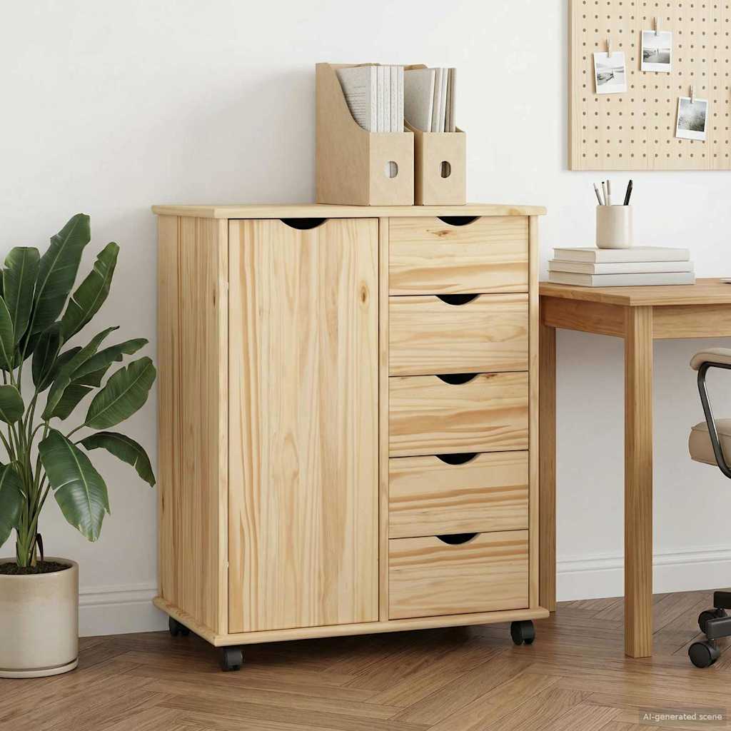 Rullaava kaappi Ruskea 63,5 x 39 x 79 cm Massiivinen mänty