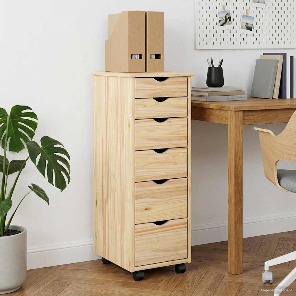 Rullaava kaappi Ruskea 34 x 39 x 93,5 cm Massiivinen mänty