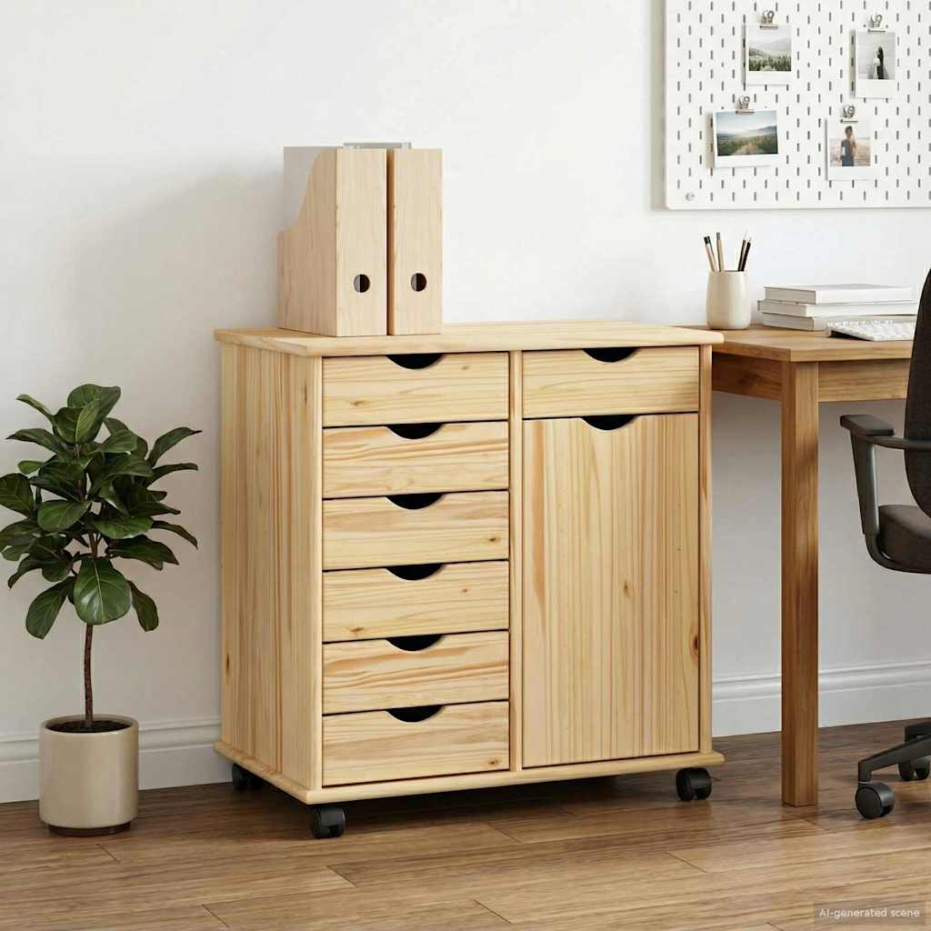 Rullaava kaappi Ruskea 63,5 x 39 x 65,5 cm Massiivinen mänty