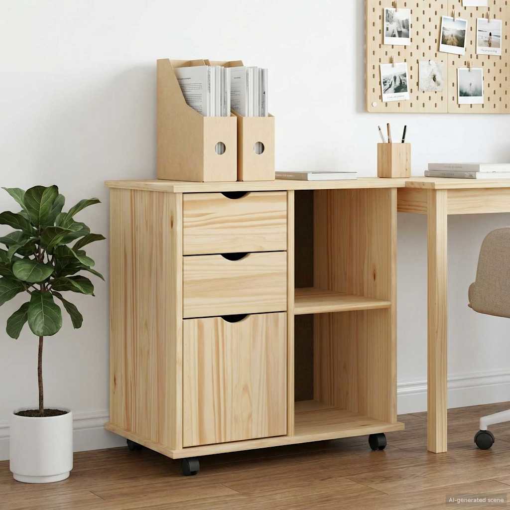 Rullaava kaappi Ruskea 63,5 x 39 x 65,5 cm Massiivinen mänty