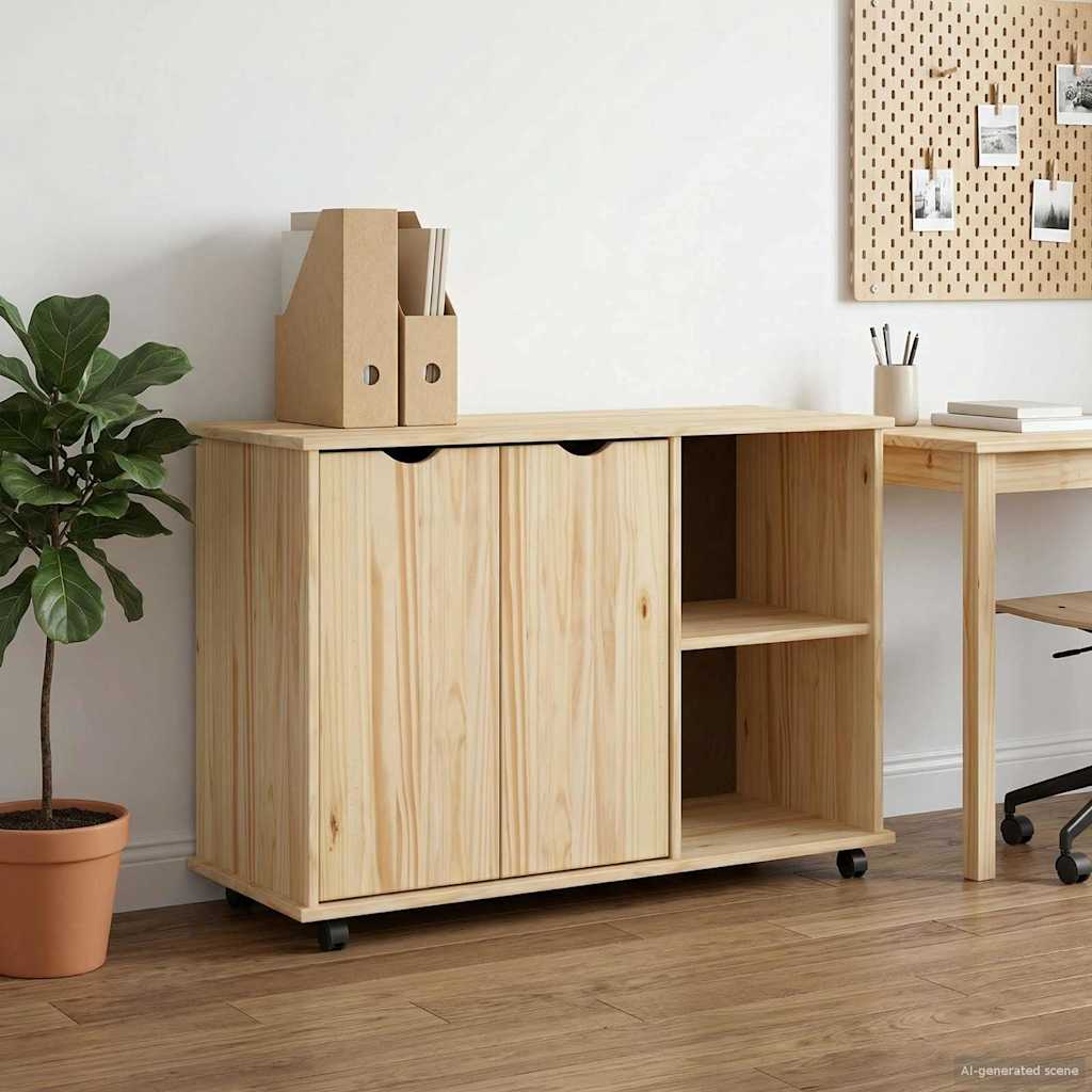 Rullaava kaappi Ruskea 100 x 39 x 65,5 cm Massiivinen mänty