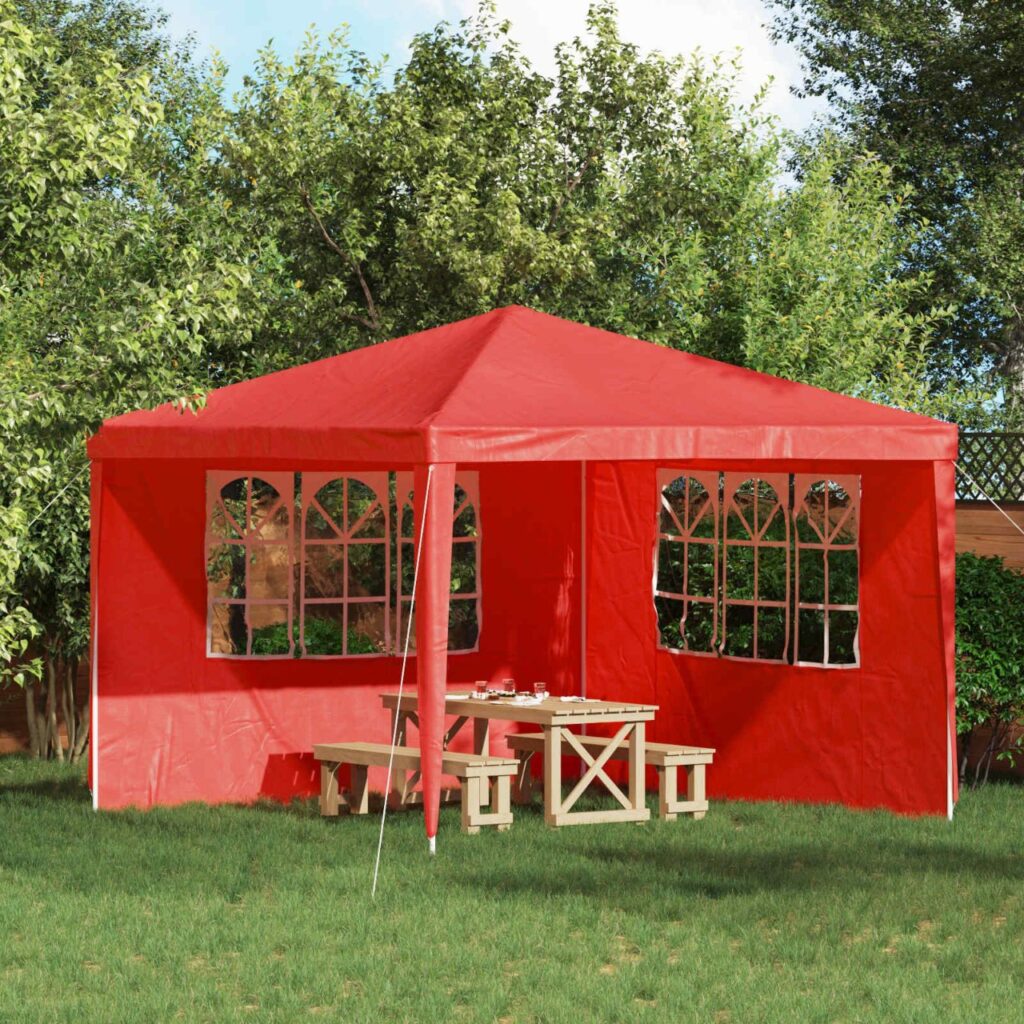 Juhlateltan sivuseinä 2 pcs 300 x 195 cm Punainen PE ja teräs