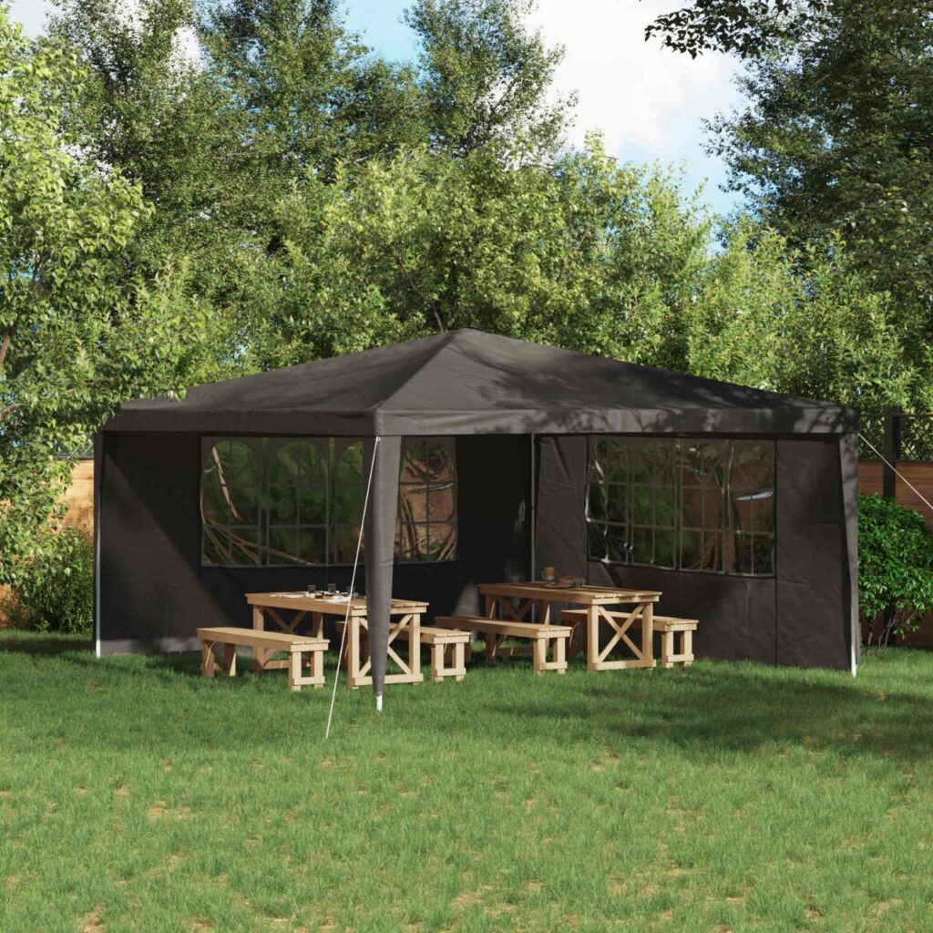 Juhlateltan sivuseinä 2 pcs 400 x 195 cm Antrasiitti