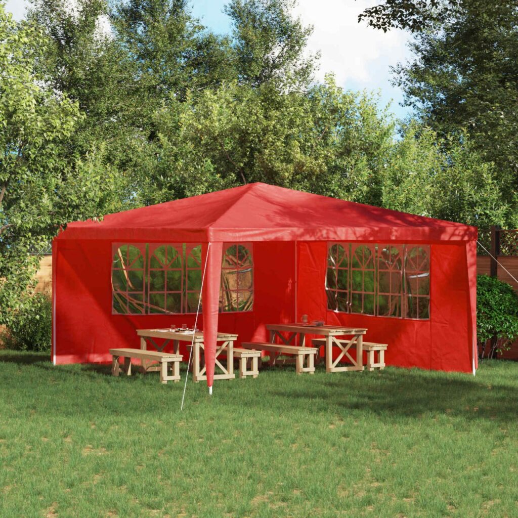 Juhlateltan sivuseinä 2 pcs 400 x 195 cm Punainen PE ja teräs