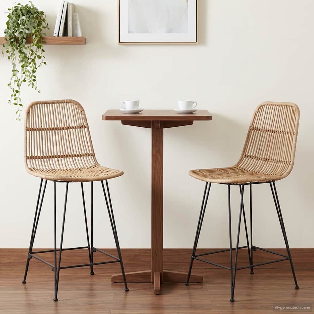 Baarijakkara 2 pcs Luonnollinen 44 x 54 x 96 cm Rattan ja Teräs