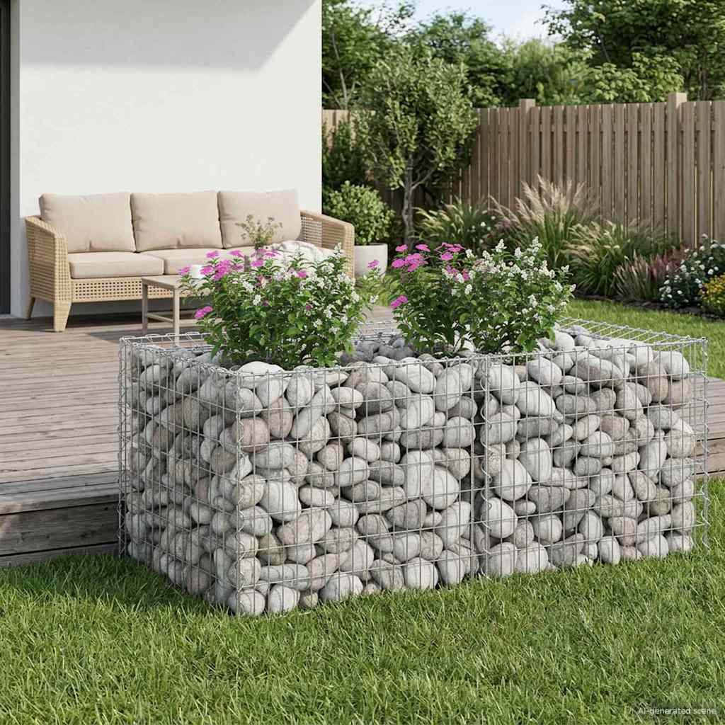Gabion Kohotettu Peti Hopea 100 x 100 x 60 cm Galvanoitu teräs