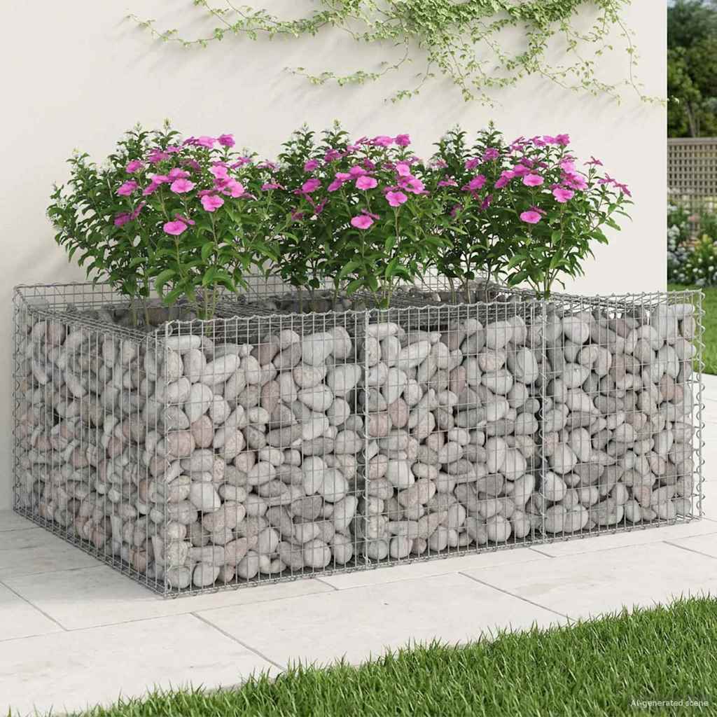 Gabion Kohotettu Peti Hopea 150 x 100 x 60 cm Galvanoitu teräs